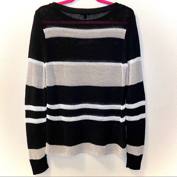 Ann Taylor Open Knit Striped Sweater - Size Large - Picture 4 of 8